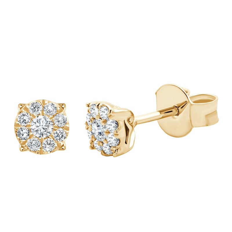 Boucles d'oreilles serti clos diamant en or 18 carats