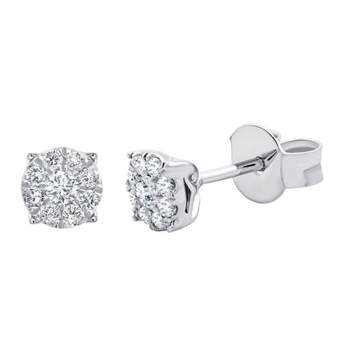 Boucles d'oreilles serti clos diamant en or 18 carats