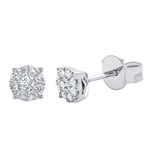 Boucles d'oreilles serti clos diamant en or 18 carats