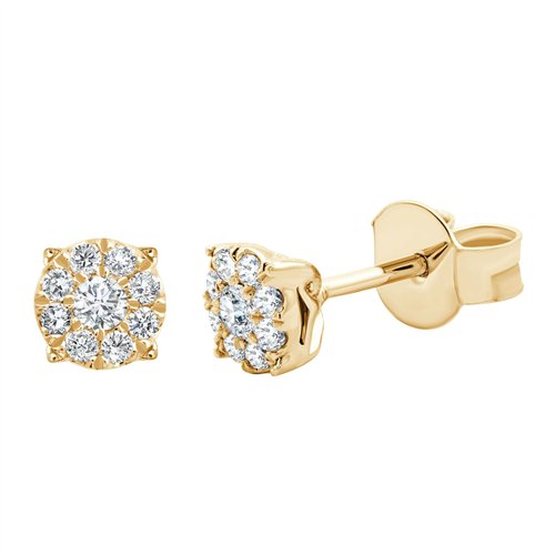 Boucles d'oreilles serti clos diamant en or 18 carats
