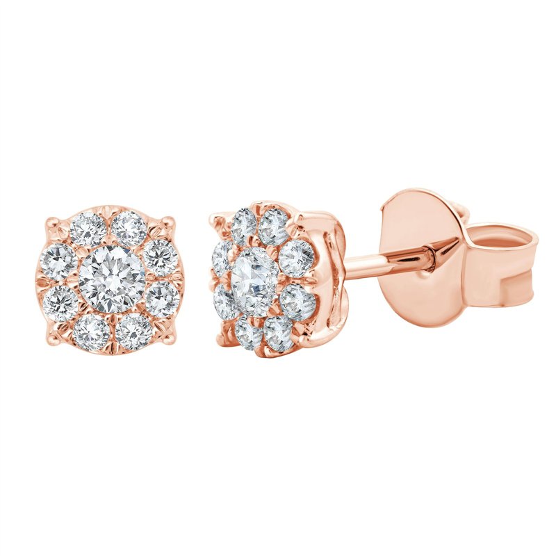 Boucles d'oreilles serti clos diamant en or 18 carats