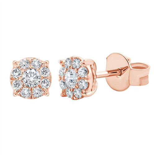 Boucles d'oreilles serti clos diamant en or 18 carats