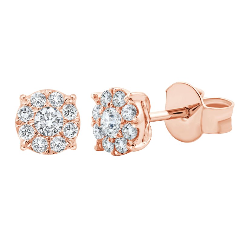 Boucles d'oreilles serti clos diamant en or 18 carats