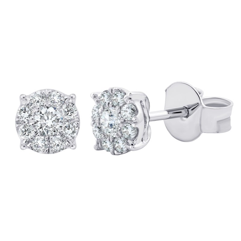 Boucles d'oreilles serti clos diamant en or 18 carats