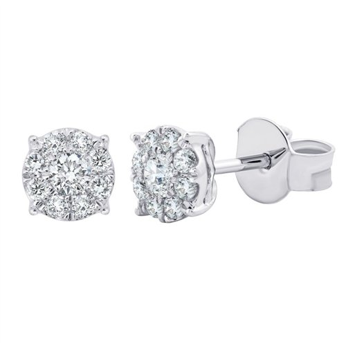 Boucles d'oreilles serti clos diamant en or 18 carats