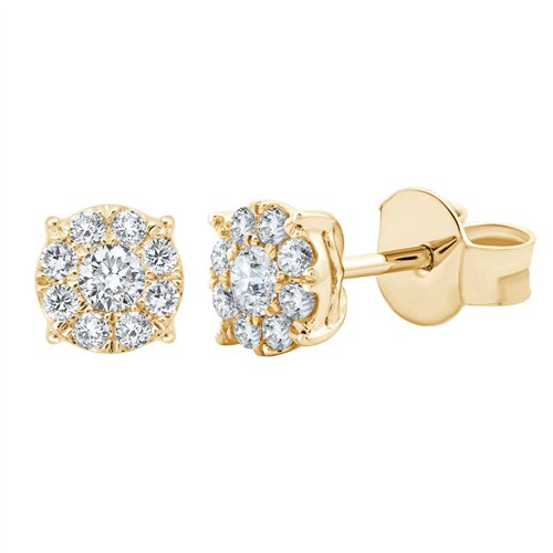 Boucles d'oreilles serti clos diamant en or 18 carats