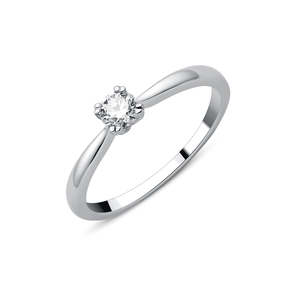 Solitaire serti clos diamant en or 18 carats