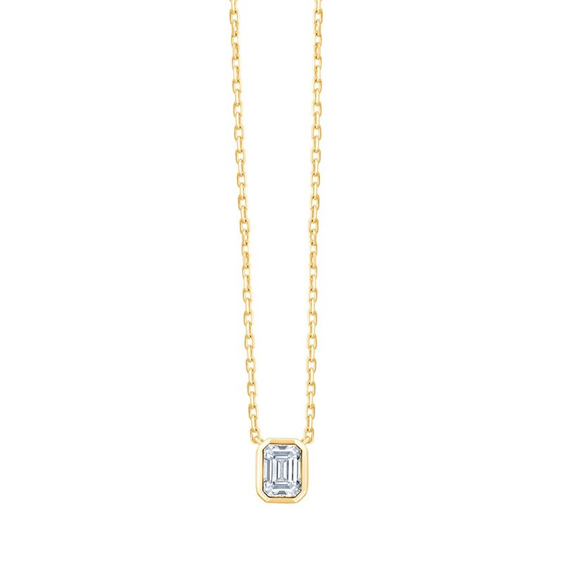 Eïko Solitaire Necklace with Bezel-Set Diamond and Emerald in 18-Carat Gold