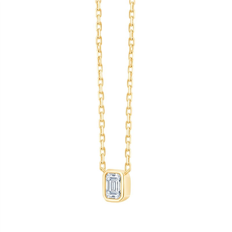 Eïko Solitaire Necklace with Bezel-Set Diamond and Emerald in 18-Carat Gold