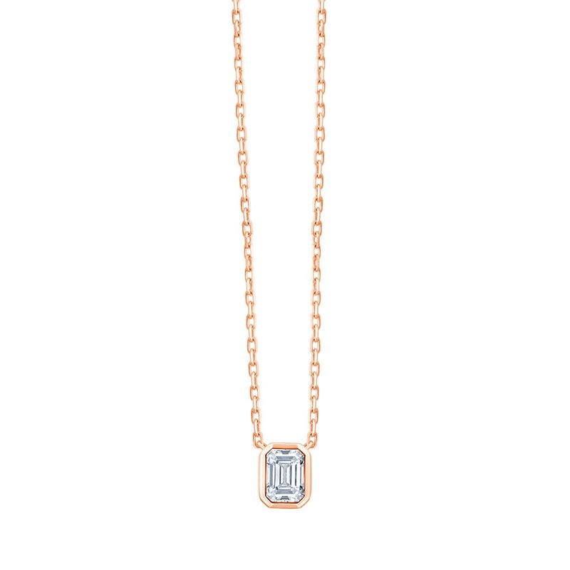 Eïko Solitaire Necklace with Bezel-Set Diamond and Emerald in 18-Carat Gold