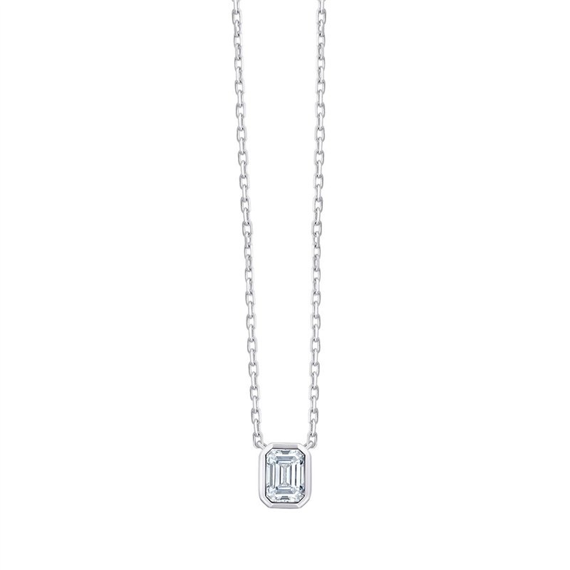 Eïko Solitaire Necklace with Bezel-Set Diamond and Emerald in 18-Carat Gold