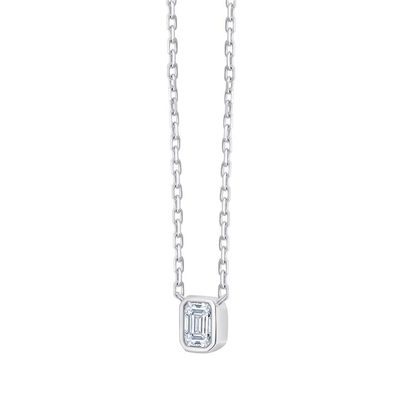 Eïko Solitaire Necklace with Bezel-Set Diamond and Emerald in 18-Carat Gold