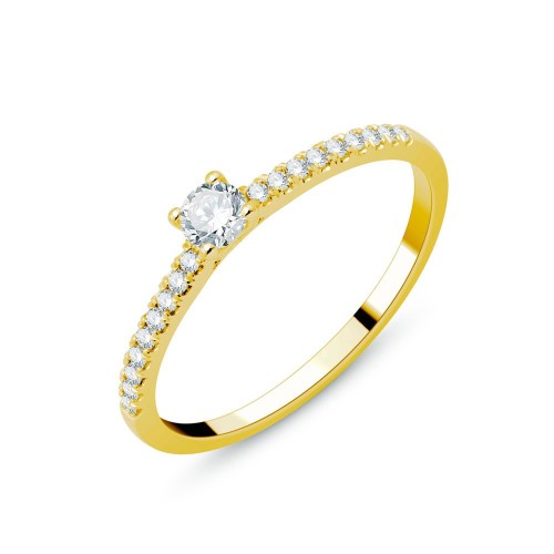 Solitaire accompagné Eïko serti clos diamant en or 18 carats