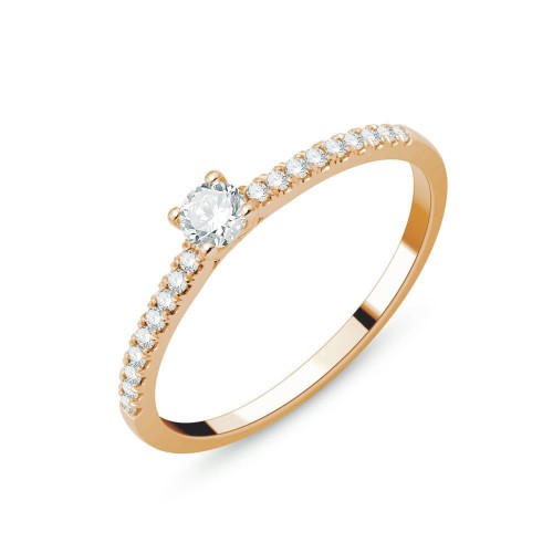 Solitaire accompagné Eïko serti clos diamant en or 18 carats