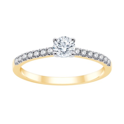Solitaire accompagné Eïko serti clos diamant en or 18 carats