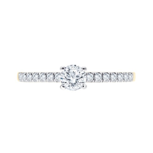 Solitaire accompagné Eïko serti clos diamant en or 18 carats