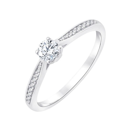Solitaire accompagné Eïko diamant en or 18 carats