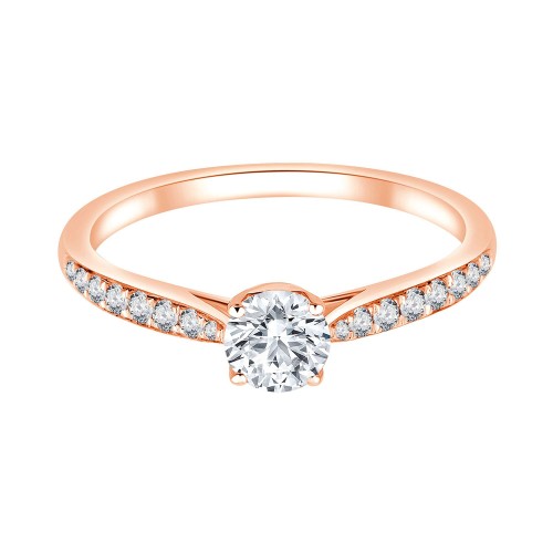 Solitaire accompagné Eïko serti clos diamant en or 18 carats
