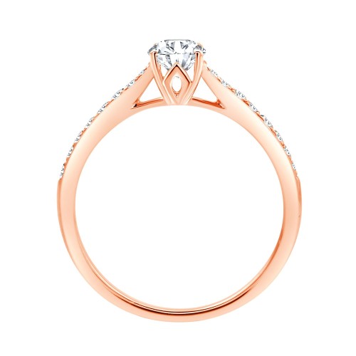 Solitaire accompagné Eïko serti clos diamant en or 18 carats