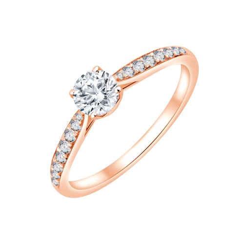 Solitaire accompagné Eïko serti clos diamant en or 18 carats