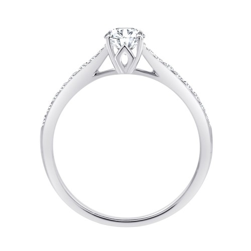 Solitaire accompagné Eïko serti clos diamant en or 18 carats