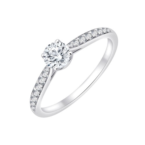 Solitaire accompagné Eïko serti clos diamant en or 18 carats