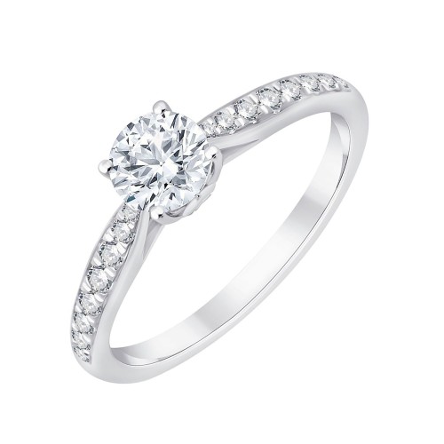 Solitaire accompagné Eïko diamant en or 18 carats