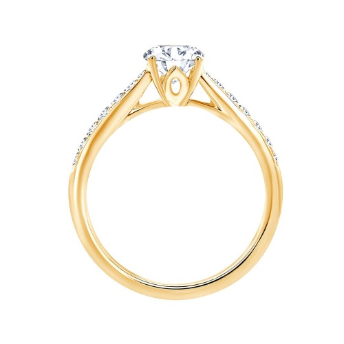Solitaire accompagné Eïko diamant en or 18 carats