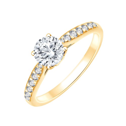 Solitaire accompagné Eïko diamant en or 18 carats