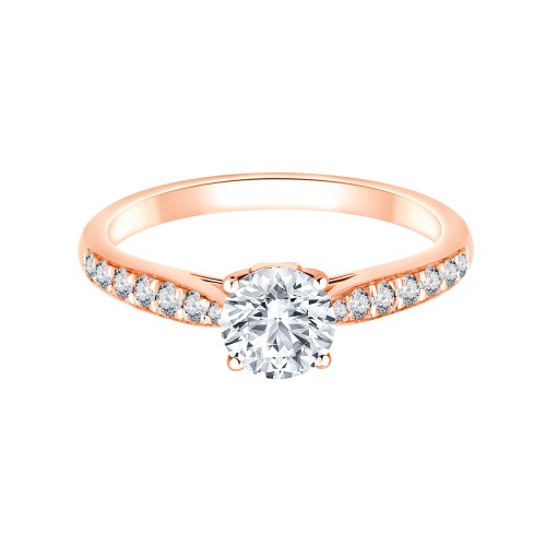 Solitaire accompagné Eïko diamant en or 18 carats