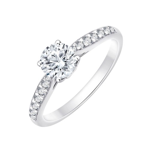 Solitaire accompagné Eïko diamant en or 18 carats
