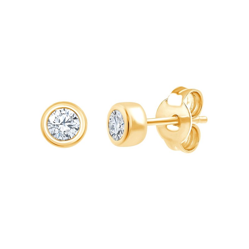 Boucles d'oreilles Eïko serti clos diamant en or 9 carats
