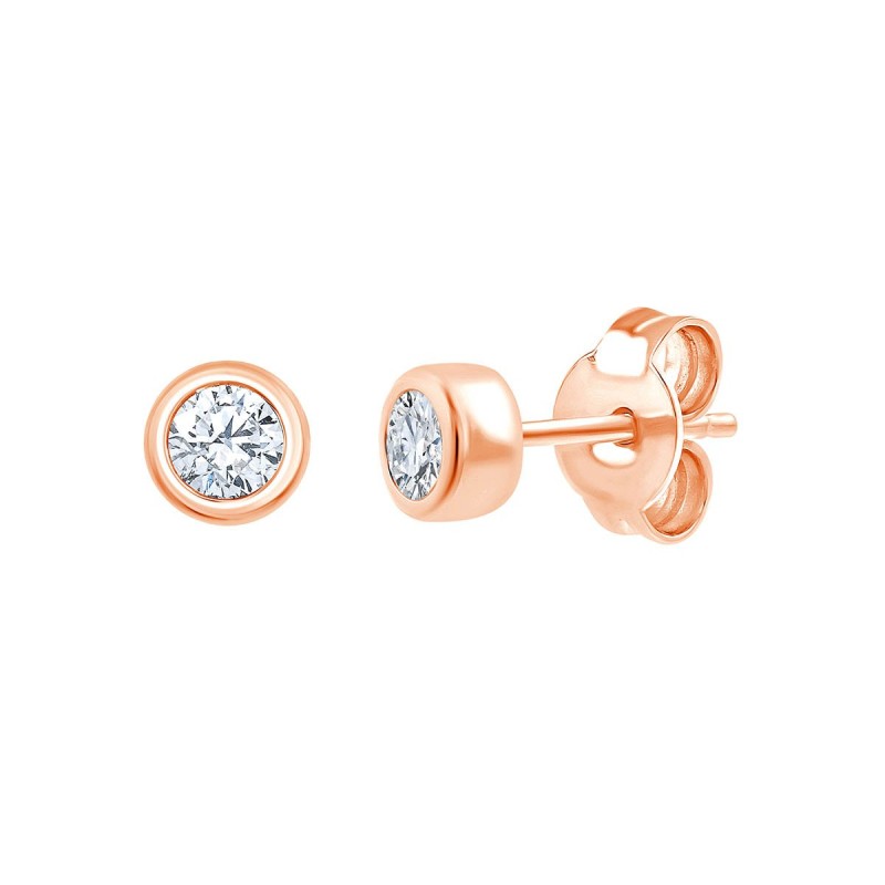 Boucles d'oreilles Eïko serti clos diamant en or 9 carats