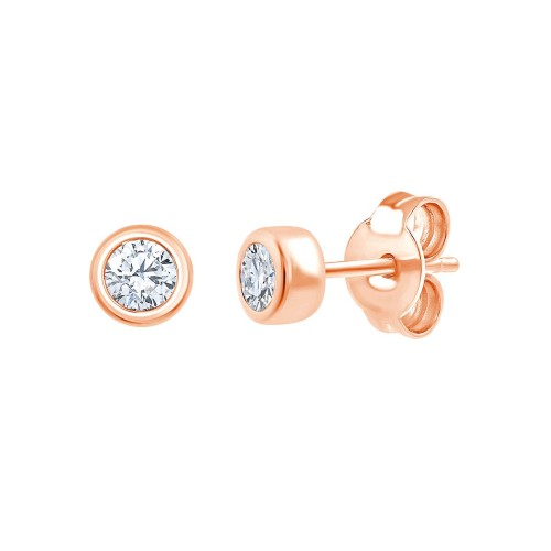 Boucles d'oreilles Eïko serti clos diamant en or 9 carats