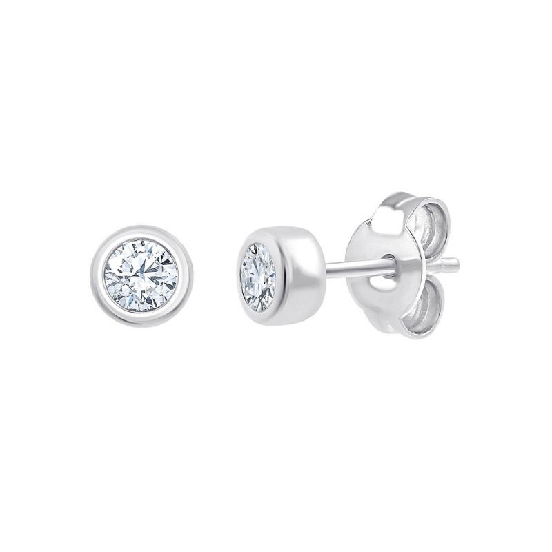Boucles d'oreilles Eïko serti clos diamant en or 9 carats