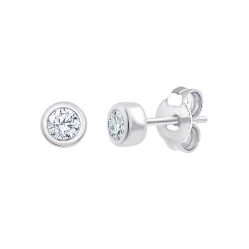 Boucles d'oreilles Eïko serti clos diamant en or 9 carats