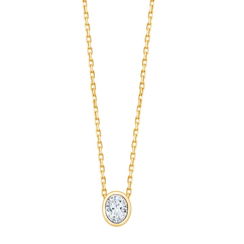 Collier Eïko serti clos diamant en or 9 carats
