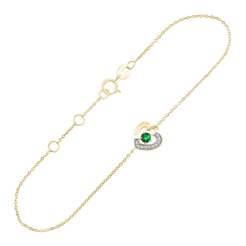 Bracelet émeraude et diamant en or 9 carats