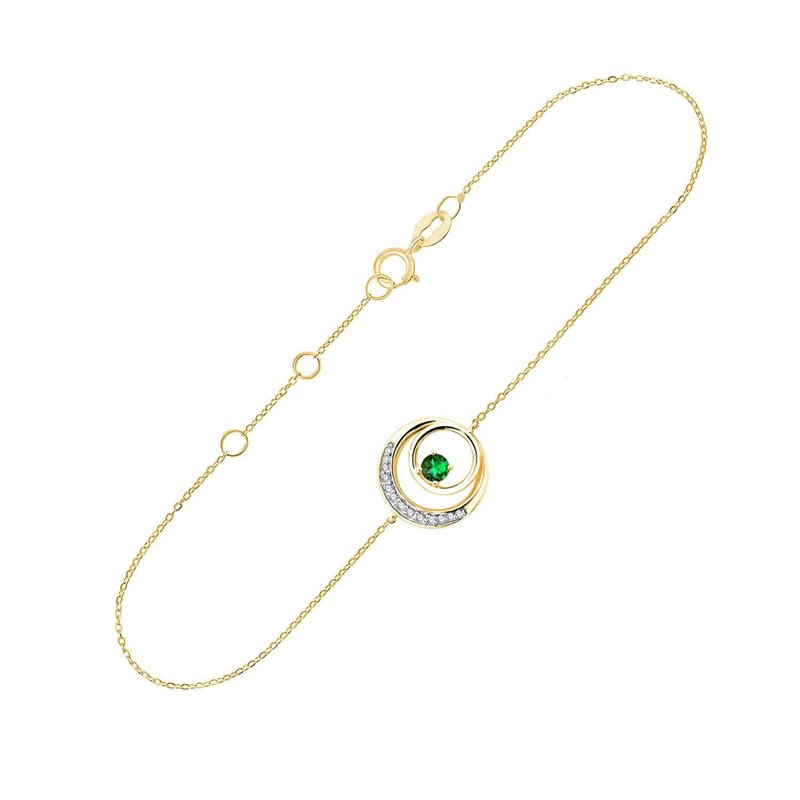 Bracelet émeraude et diamant en or 9 carats