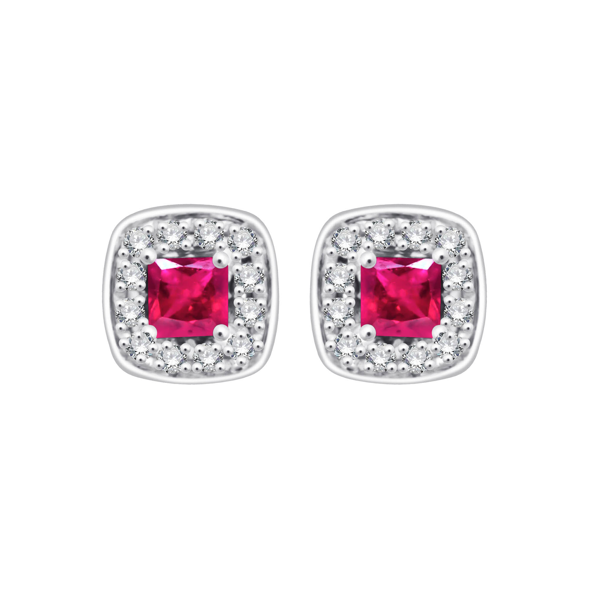 Boucles d'oreilles rubis et diamant en or 9 carats