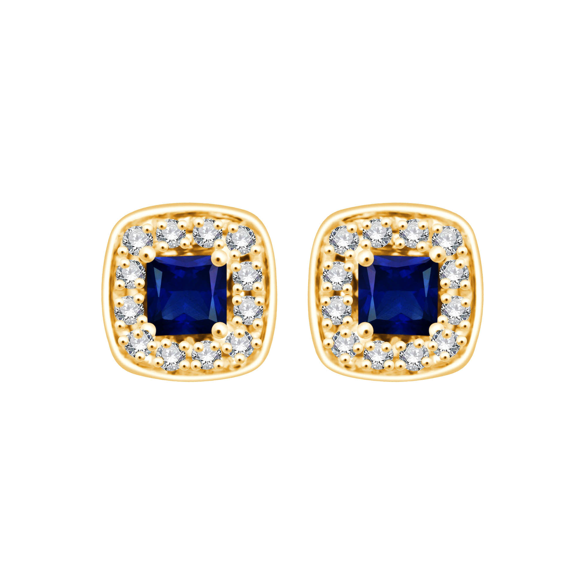 Boucles d'oreilles saphir et diamant en or 9 carats