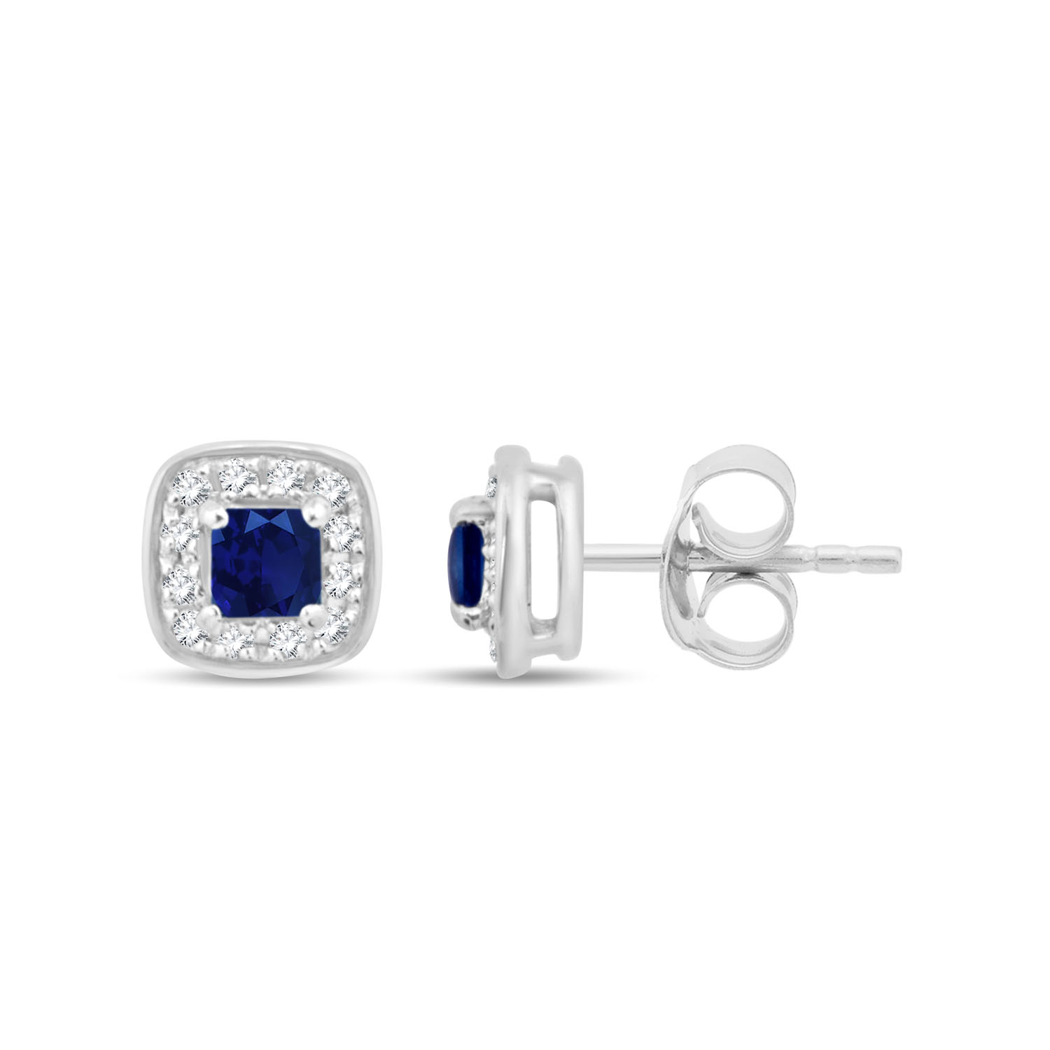 Boucles d'oreilles saphir et diamant en or 9 carats
