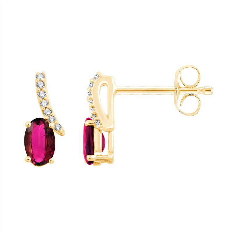 Boucles d'oreilles rubis et diamant en or 9 carats