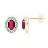 Boucles d'oreilles rubis et diamant en or 9 carats