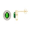 Boucles d'oreilles émeraude et diamant en or 9 carats