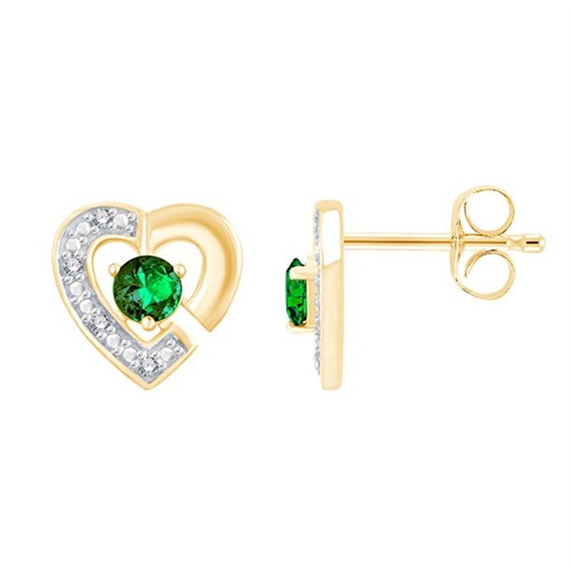 Boucles d'oreilles émeraude et diamant en or 9 carats