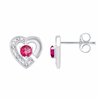 Boucles d'oreilles rubis et diamant en or 9 carats
