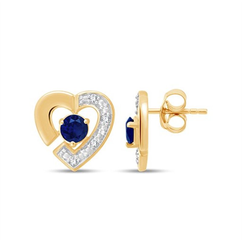 Boucles d'oreilles saphir et diamant en or 9 carats