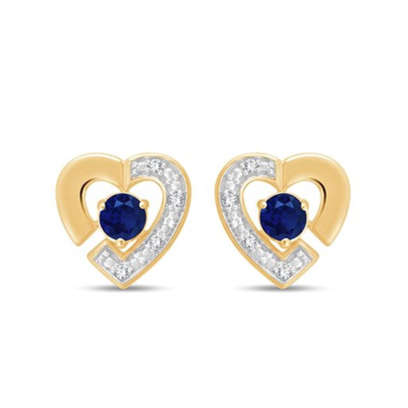 Boucles d'oreilles saphir et diamant en or 9 carats