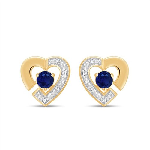 Boucles d'oreilles saphir et diamant en or 9 carats